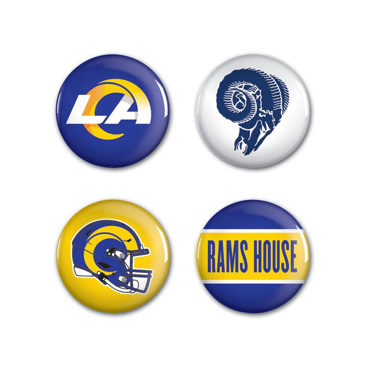 Wincraft Los Angeles Rams 4 Pack Buttons Fan Gear NFL Los Angeles Rams