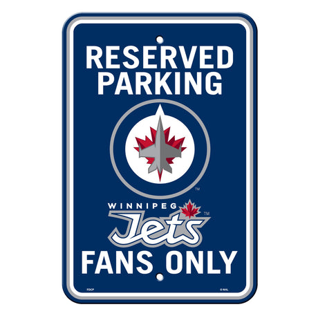 Fremont Die Winnipeg Jets Plastic Reserved Parking Style Sign 12x18 Fan Gear NHL Winnipeg Jets