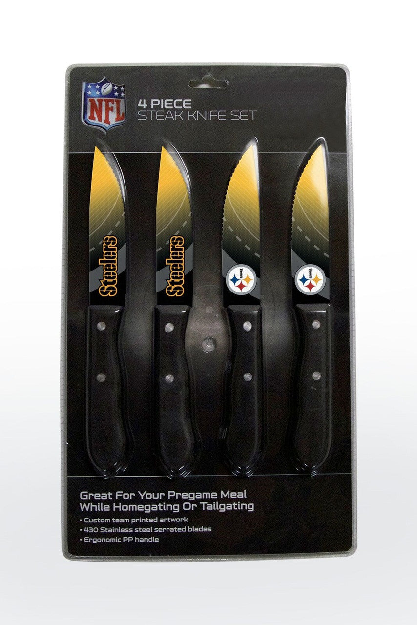The Sports Vault Pittsburgh Steelers 4 Pack Steak Knife Set Fan Gear NFL Pittsburgh Steelers