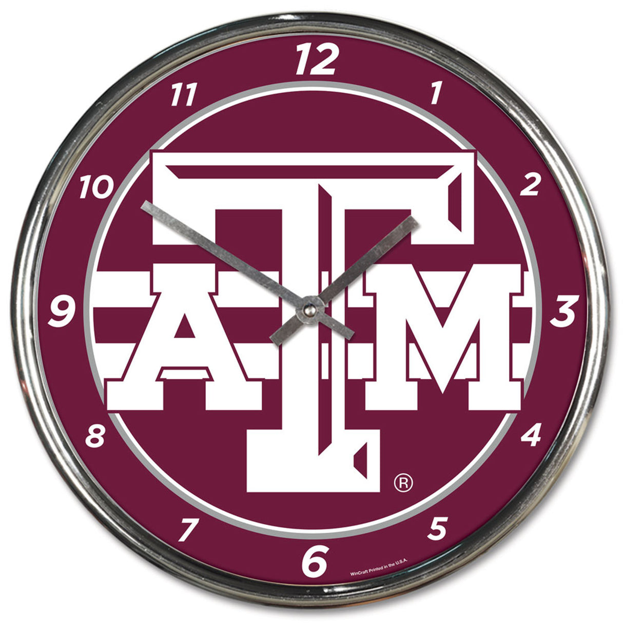 Wincraft Texas A&M Aggies Chrome Round Wall Clock Fan Gear NCAA Texas A&M Aggies
