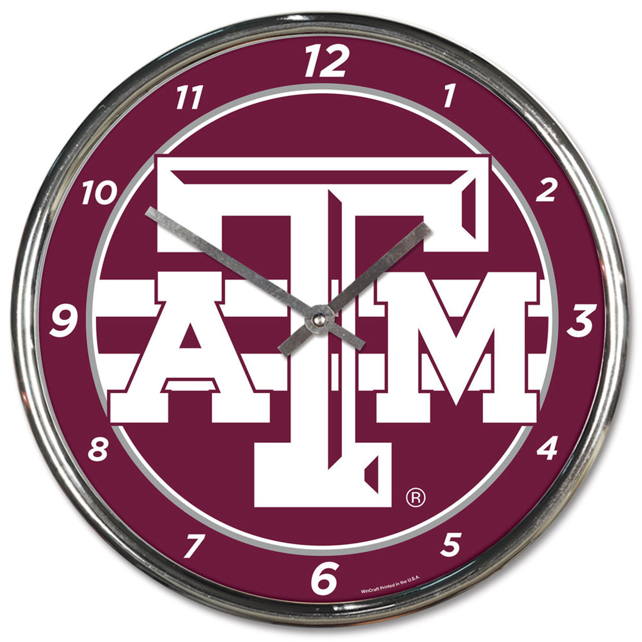 Wincraft Texas A&M Aggies Chrome Round Wall Clock Fan Gear NCAA Texas A&M Aggies