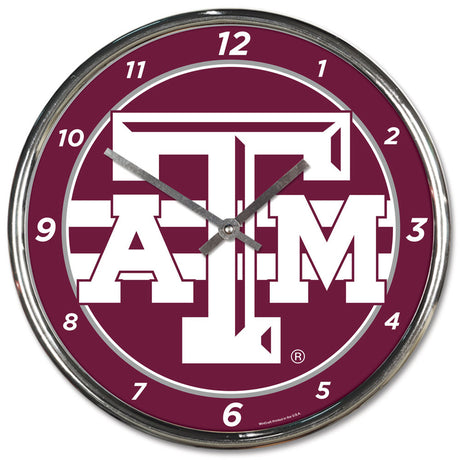 Wincraft Texas A&M Aggies Chrome Round Wall Clock Fan Gear NCAA Texas A&M Aggies