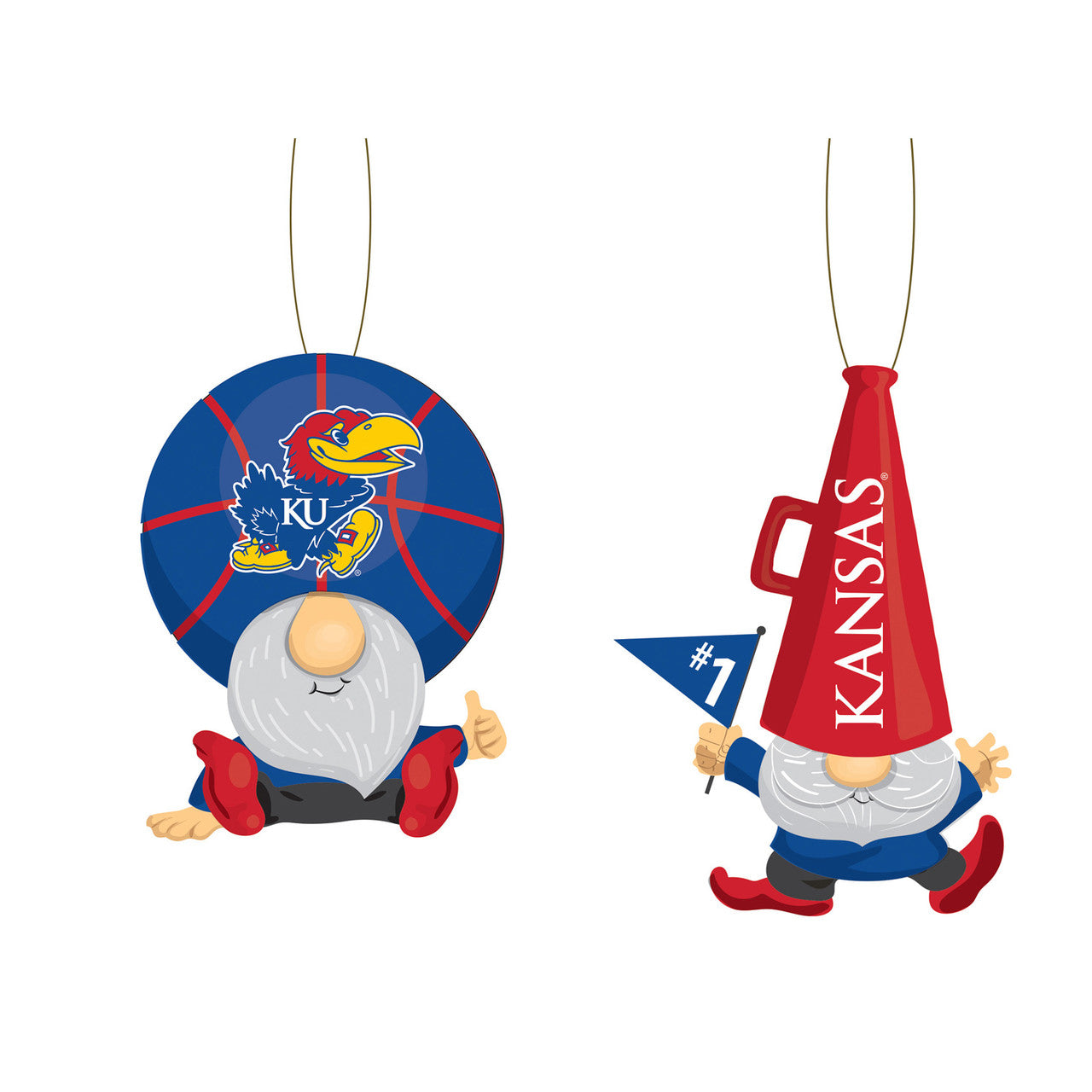 Evergreen Enterprises Kansas Jayhawks 2 Pack Fan Gnome Ornament Fan Gear NCAA Kansas Jayhawks