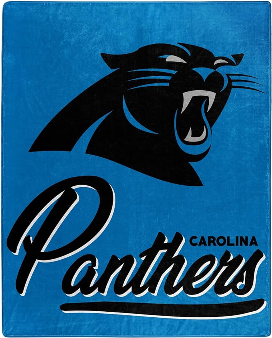 Northwest Company Carolina Panthers Raschel Signature Design Blanket 50x60 Fan Gear NFL Carolina Panthers
