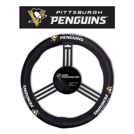 Fremont Die Pittsburgh Penguins Leather Steering Wheel Cover Fan Gear NHL Pittsburgh Penguins