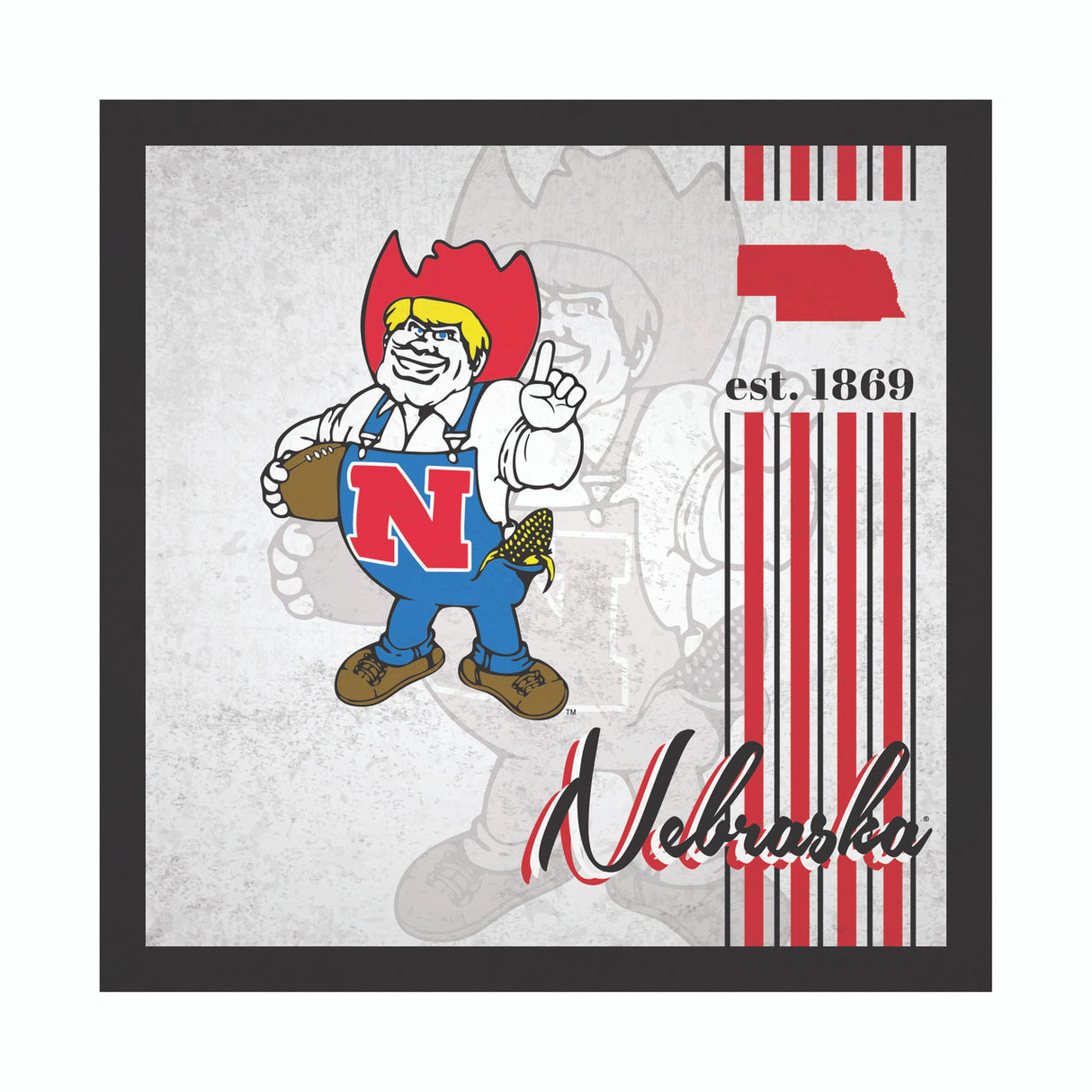 Fan Creations Nebraska Cornhuskers Album Design Wood Sign 10x10 Fan Gear NCAA Nebraska Cornhuskers