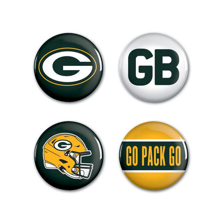 Wincraft Green Bay Packers 4 Pack Buttons Fan Gear NFL Green Bay Packers