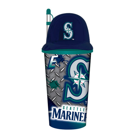 Mojo Licensing Seattle Mariners 32oz Plastic Helmet Cup with Straw Fan Gear MLB Seattle Mariners