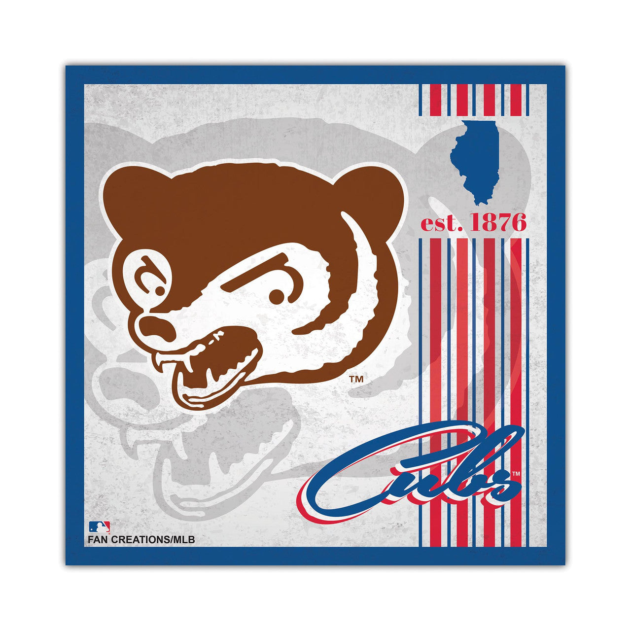 Fan Creations Chicago Cubs Album Design Wood Sign 10x10 Fan Gear MLB Chicago Cubs