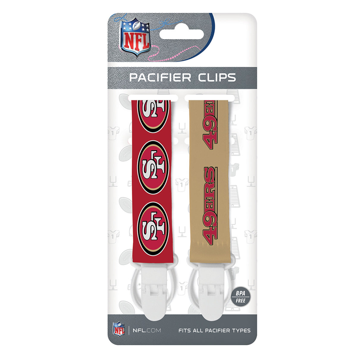 Masterpieces Puzzle Company San Francisco 49ers 2 Pack Pacifier Clips Fan Gear NFL San Francisco 49ers