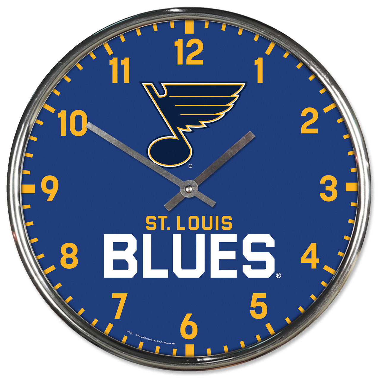 Wincraft St. Louis Blues Chrome Round Style Wall Clock Fan Gear NHL St. Louis Blues