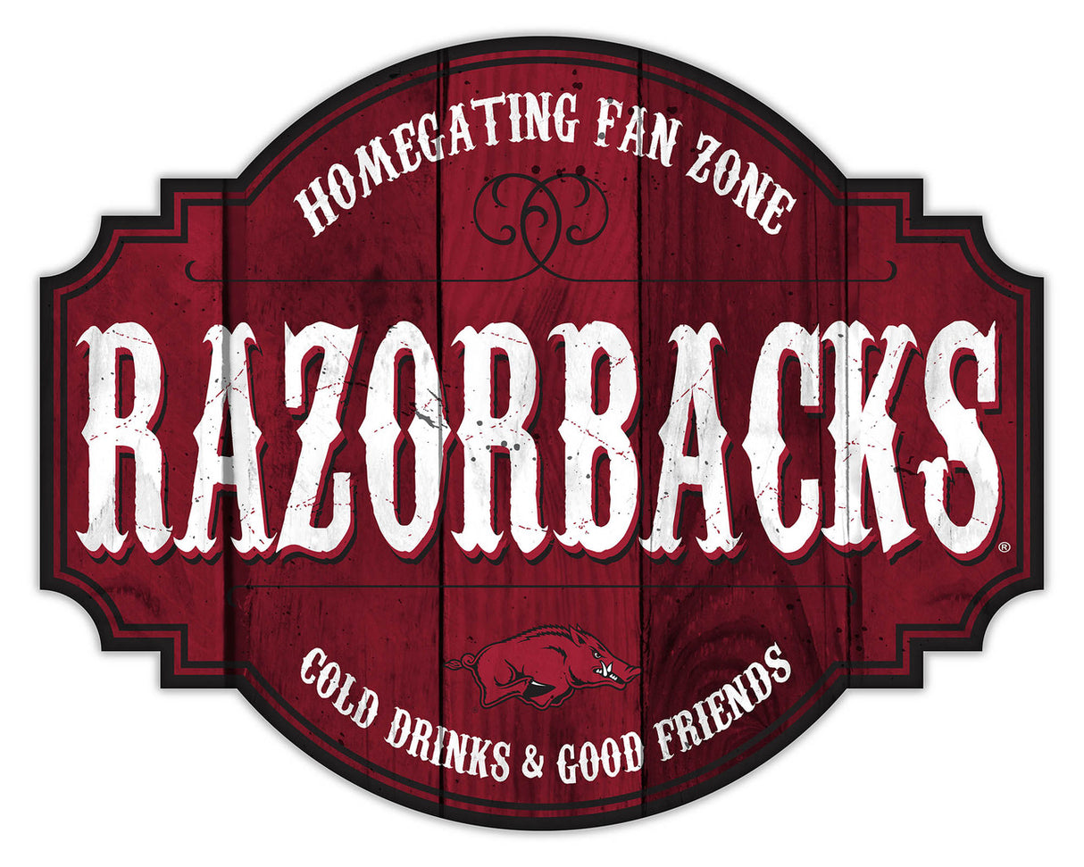 Fan Creations Arkansas Razorbacks 12 Inch Homegating Tavern Wood Sign - Special Order Fan Gear NCAA Arkansas Razorbacks