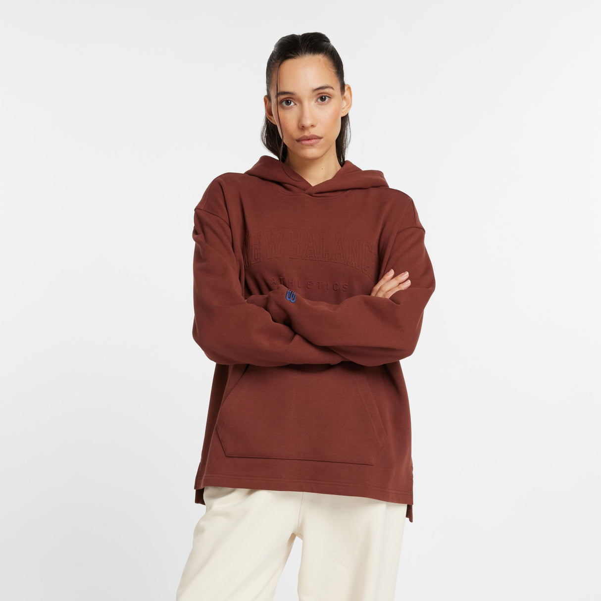 New Balance Women's Embossed Graphic Fleece Hoodie Womens Apparel Sweatshirts & Fleece