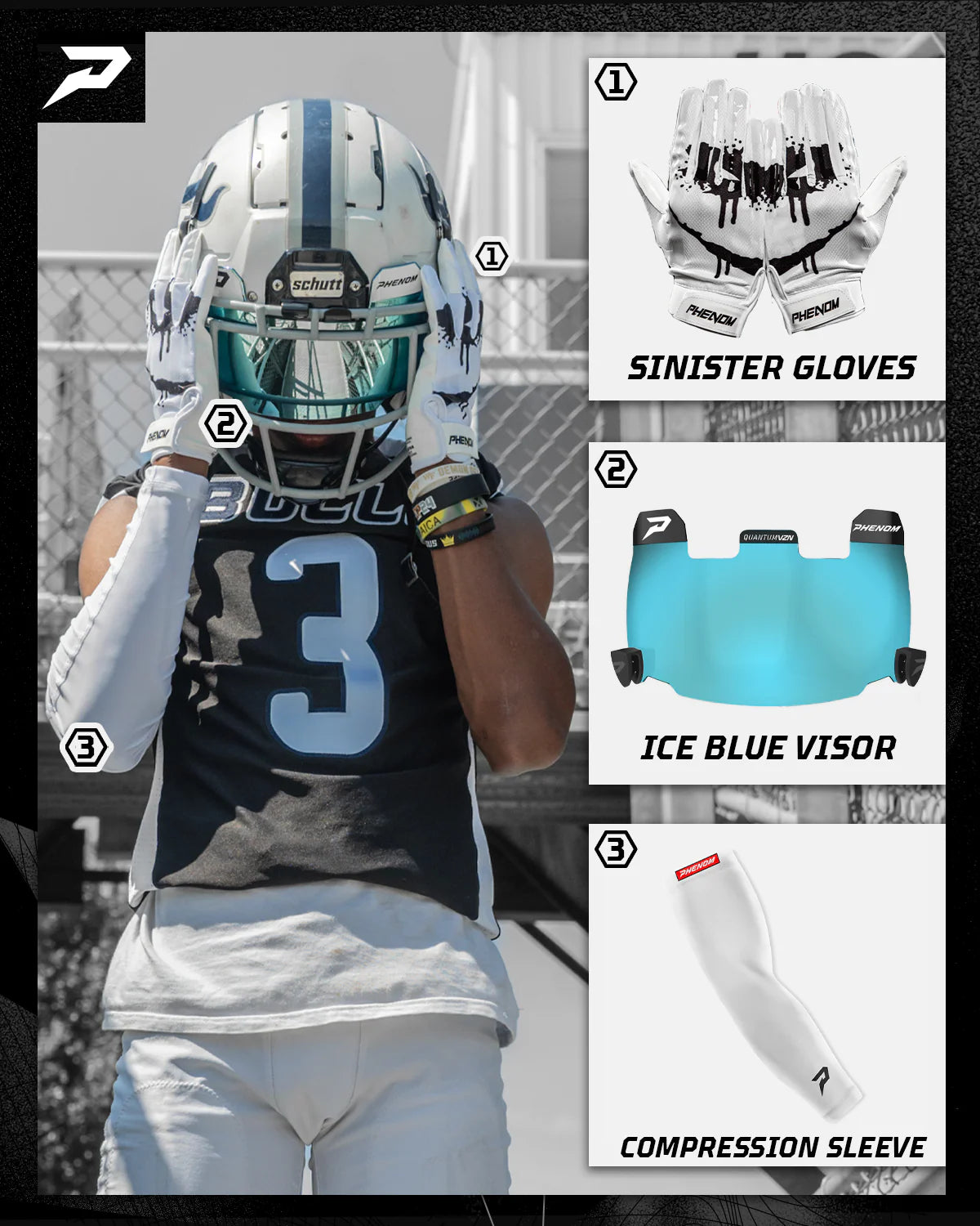 Phenom Elite Adult Sinister Football Gloves - VPS1 Football Gloves Adult