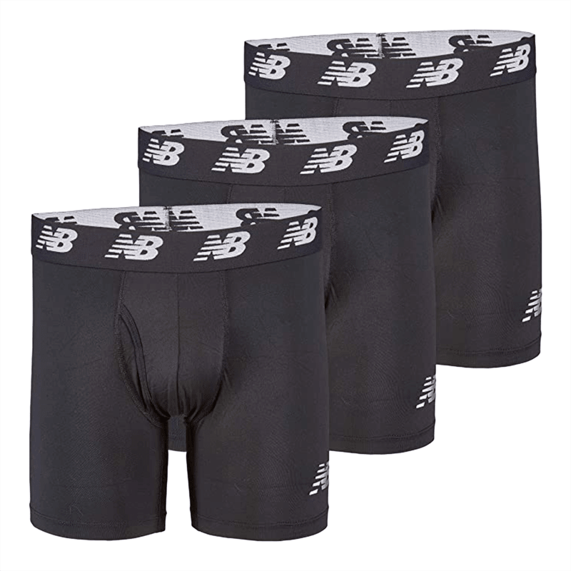 New Balance Men's Premium 6 Inch Boxer Brief with Fly 3 Pack Mens Apparel Underwear