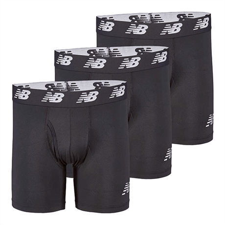 New Balance Men's Premium 6 Inch Boxer Brief with Fly 3 Pack Mens Apparel Underwear