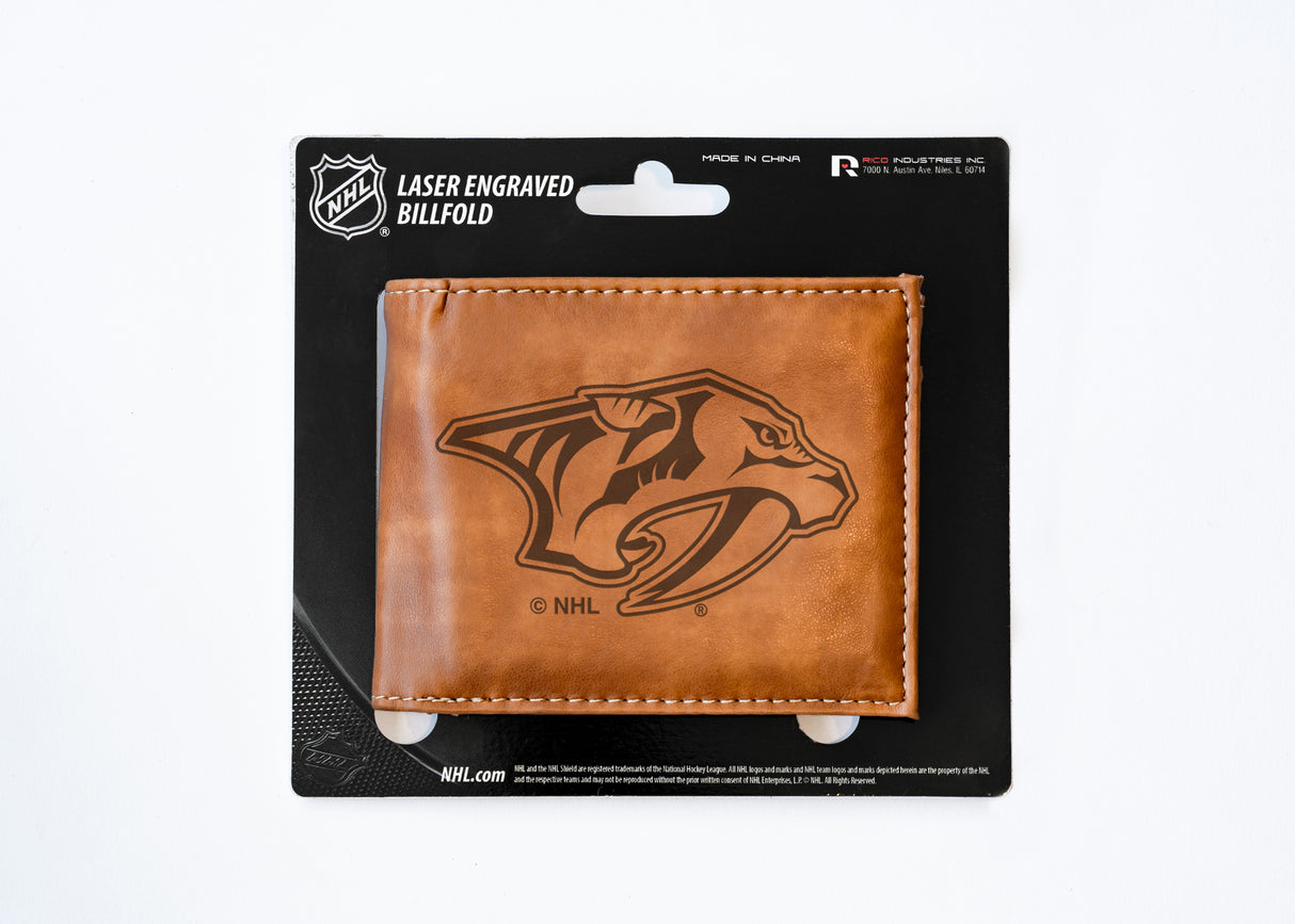 NHL Nashville Predators Laser Engraved Billfold Fan Gear NHL Nashville Predators