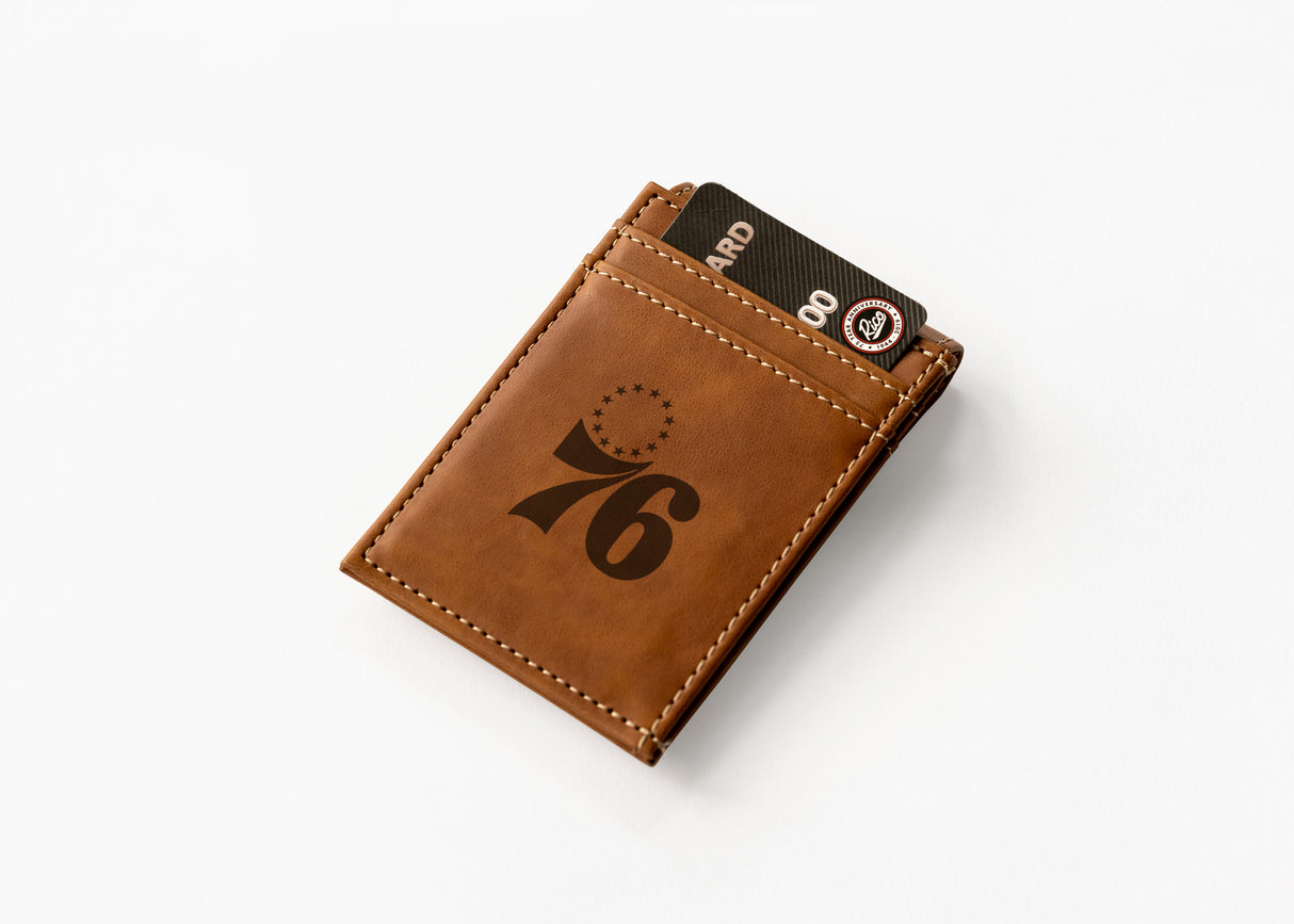 NBA Philadelphia 76ers Laser Engraved Front Pocket Wallet Fan Gear NBA Philadelphia 76ers