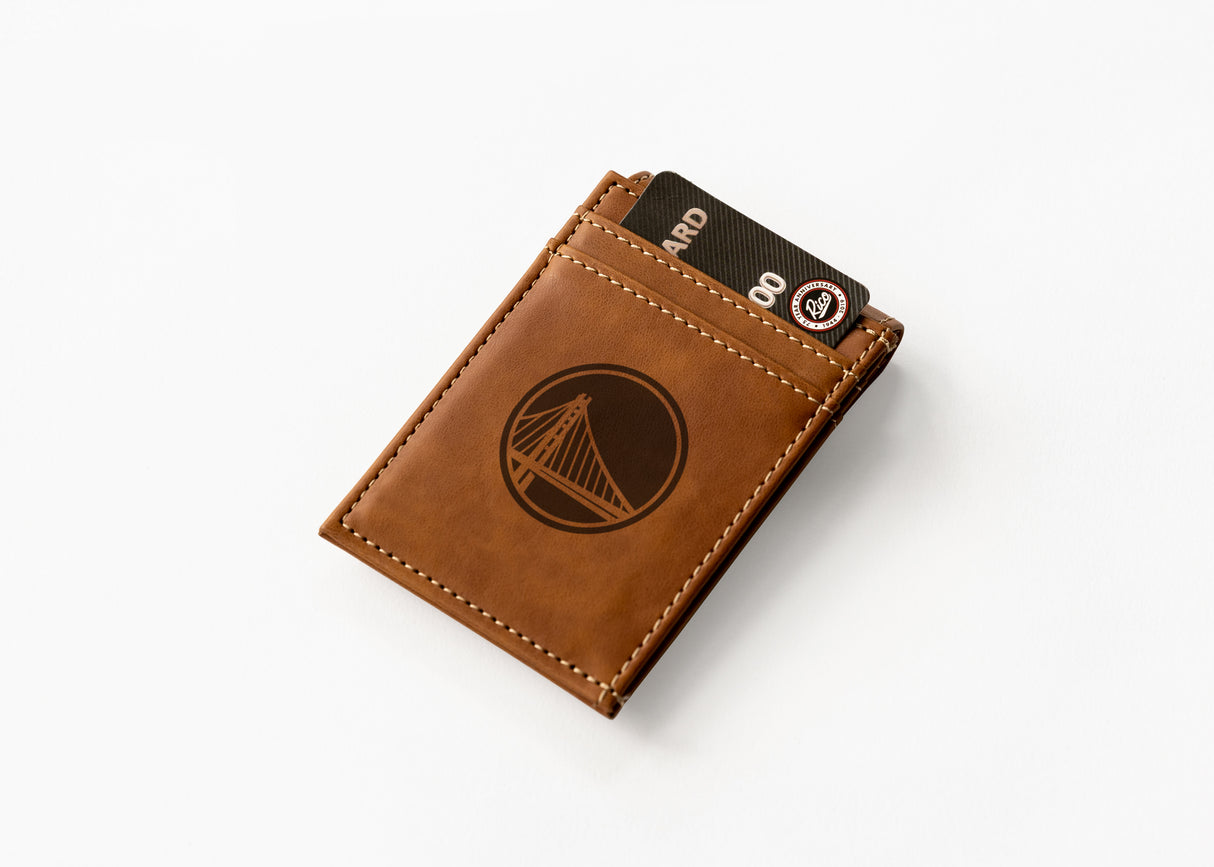 NBA Golden State Warriors Laser Engraved Front Pocket Wallet Fan Gear NBA Golden State Warriors