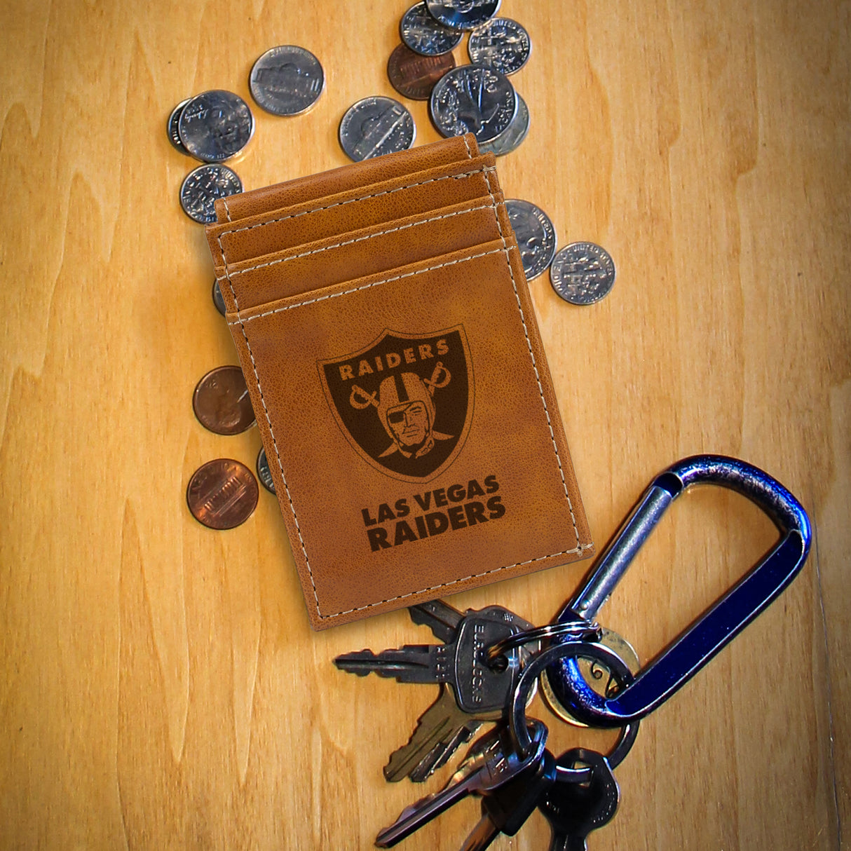 NFL Las Vegas Raiders Laser Engraved Front Pocket Wallet Fan Gear NFL Las Vegas Raiders