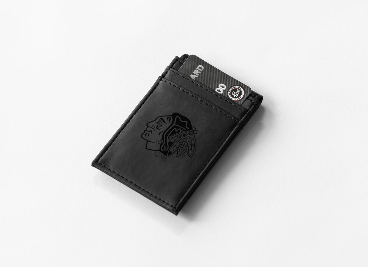 NHL Chicago Blackhawks Laser Engraved Front Pocket Wallet Fan Gear NHL Chicago Blackhawks