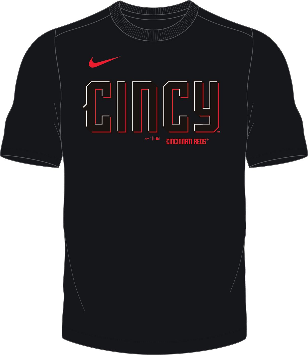 Nike Cincinnati Reds Men's Crew Neck Synthetic City Connect Tee Fan Gear MLB Cincinnati Reds