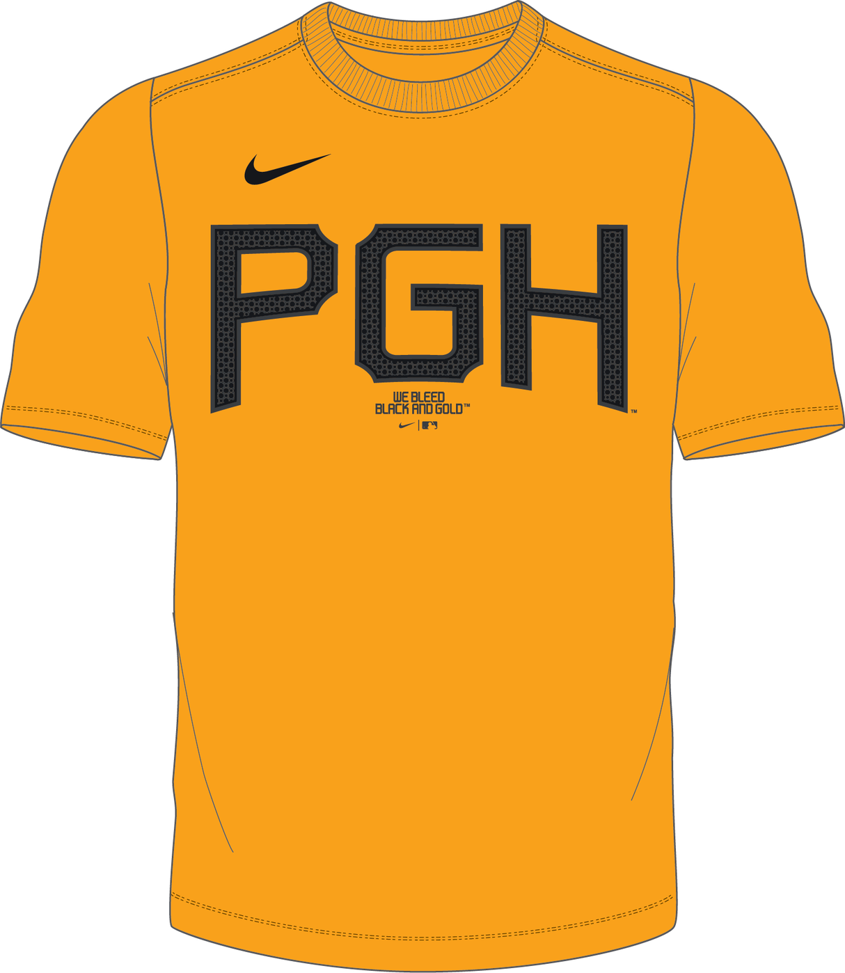 Nike Pittsburgh Pirates Men's Crew Neck Synthetic City Connect Tee Fan Gear MLB Pittsburgh Pirates