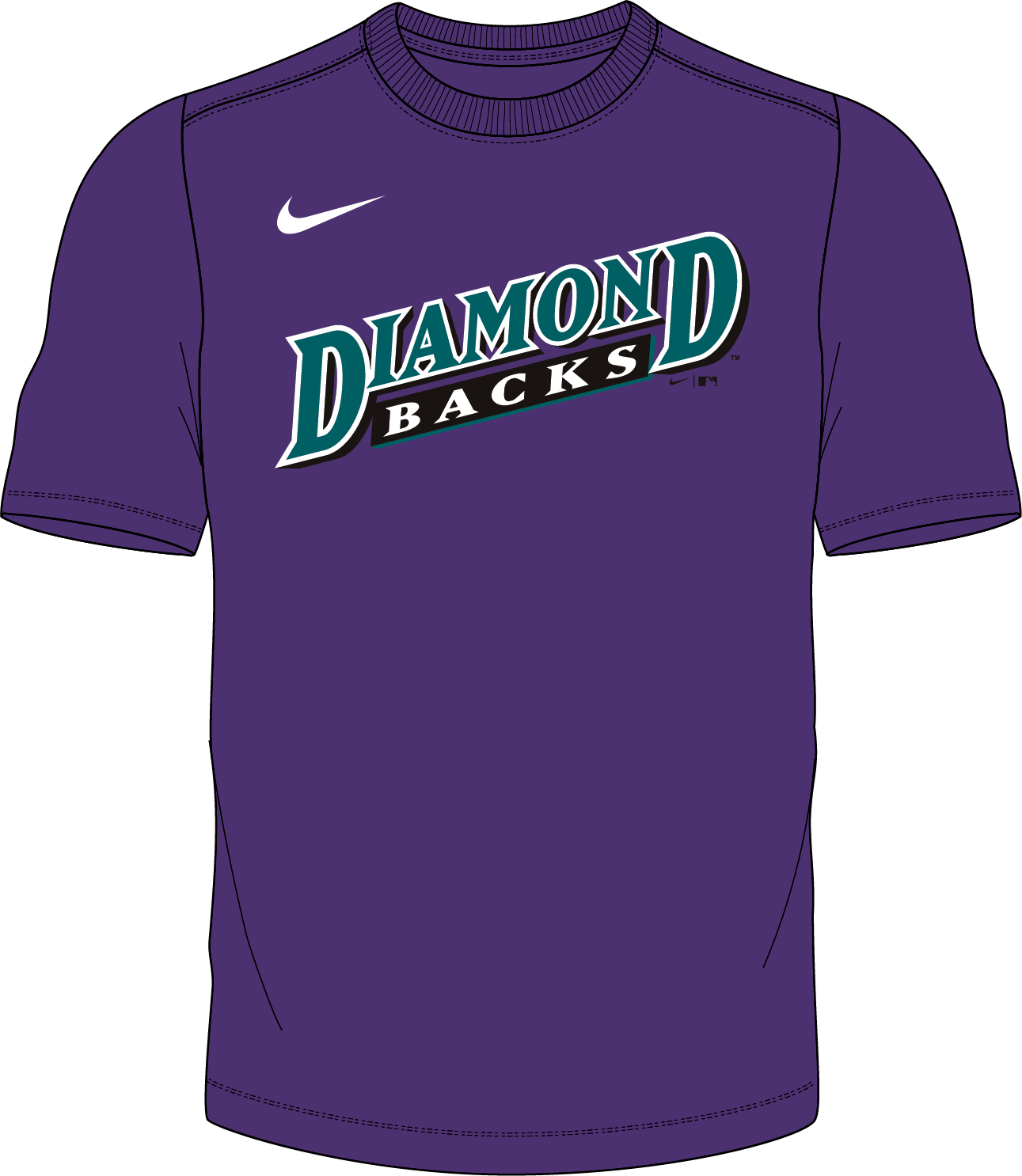 Nike Arizona Diamondbacks Youth Crew Neck Synthetic Tee Fan Gear MLB Arizona Diamondbacks