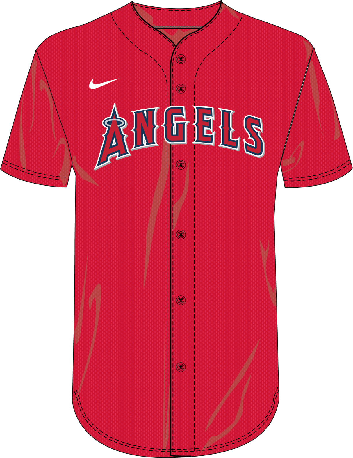 Nike Los Angeles Angels Youth Institutional Full Button Jersey Fan Gear MLB Los Angeles Angels