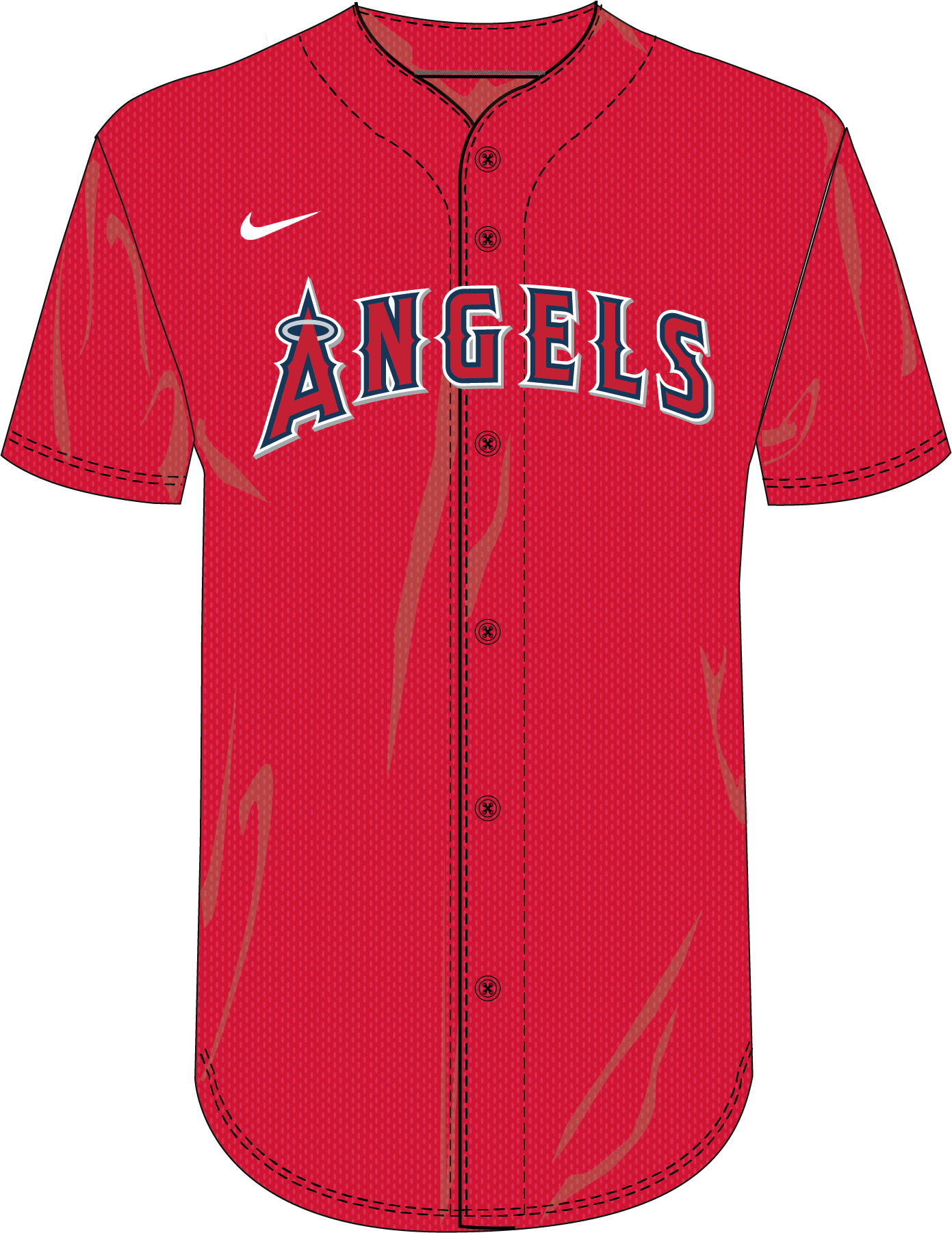 Nike Los Angeles Angels Youth Institutional Full Button Jersey Fan Gear MLB Los Angeles Angels