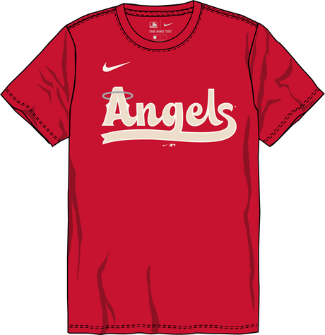 Nike Los Angeles Angels Youth Institutional Short Sleeve Crew Neck Tee Fan Gear MLB Los Angeles Angels