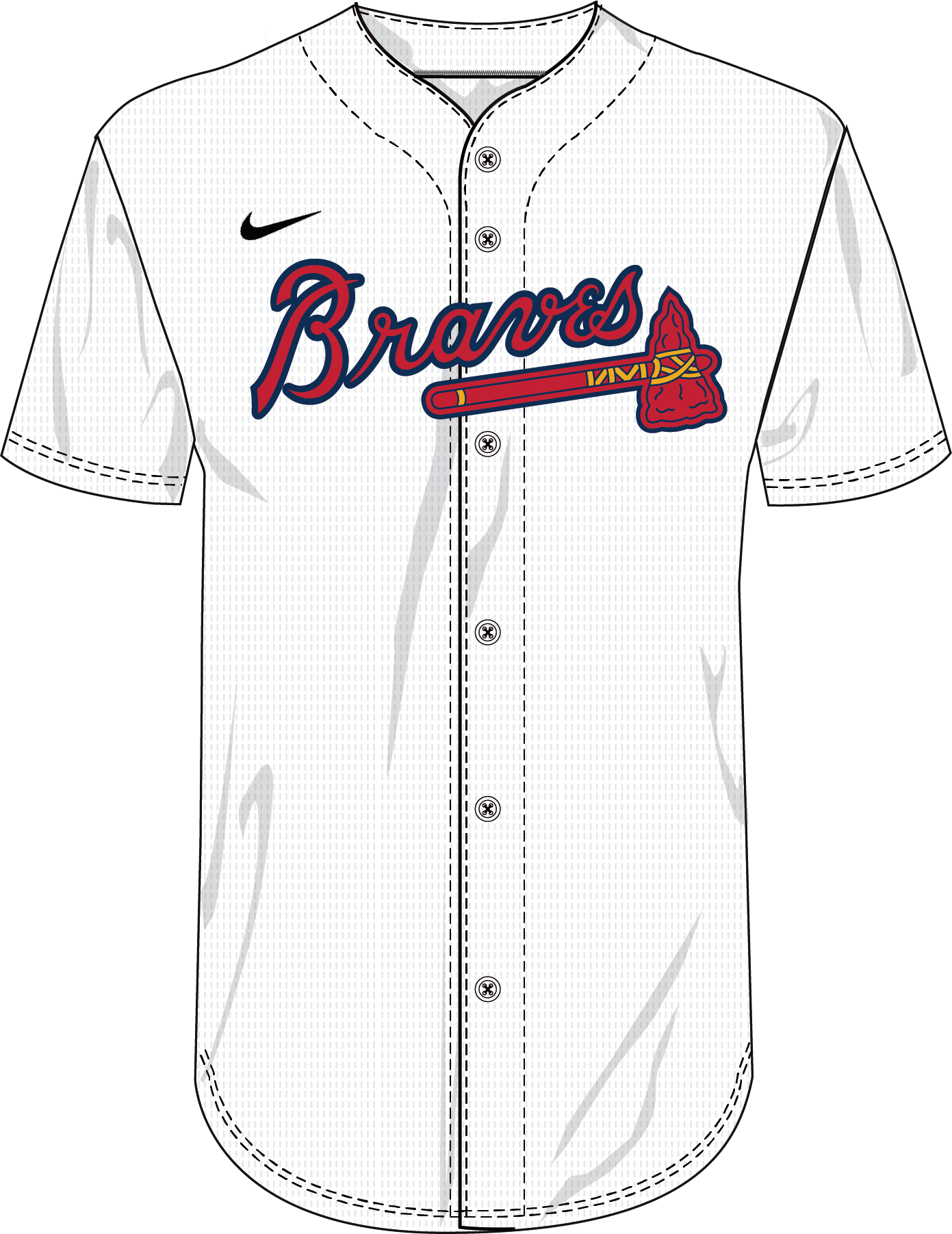 Nike Atlanta Braves Youth Institutional Full Button Jersey Fan Gear MLB Atlanta Braves