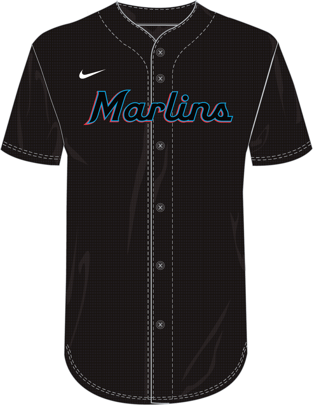 Nike Miami Marlins Youth Institutional Full Button Jersey Fan Gear MLB Miami Marlins