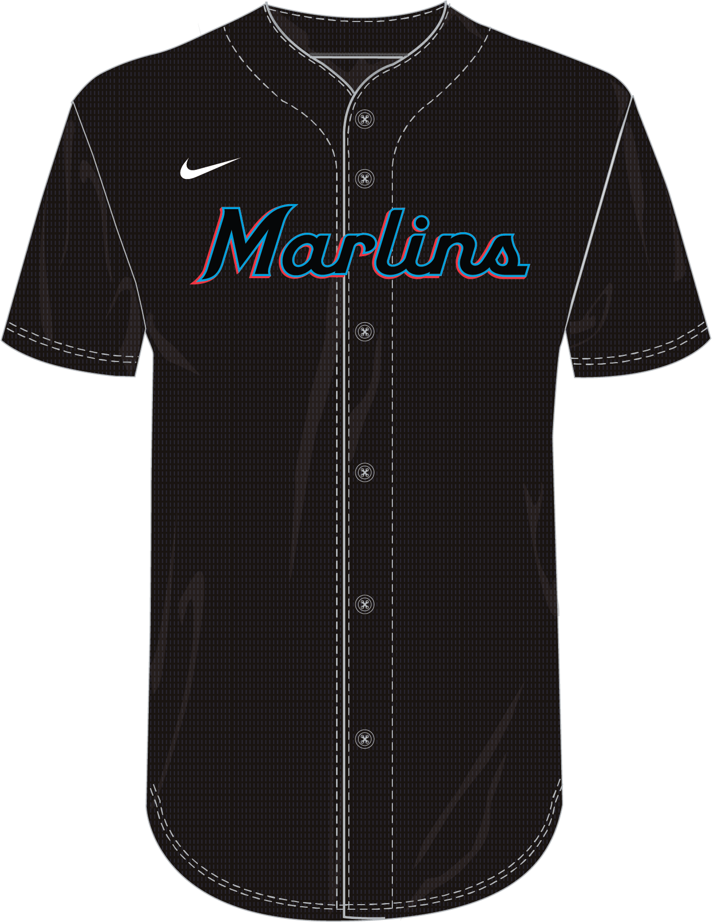 Nike Miami Marlins Youth Institutional Full Button Jersey Fan Gear MLB Miami Marlins