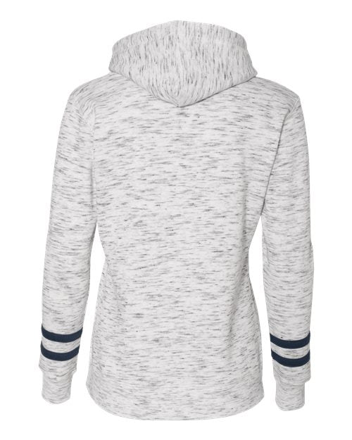 J. America Unisex Mélange Fleece Striped-Sleeve Hooded Sweatshirt 6204 Womens Apparel Sweatshirts & Fleece