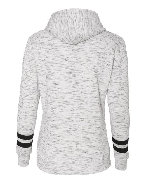 J. America Unisex Mélange Fleece Striped-Sleeve Hooded Sweatshirt 6204 Womens Apparel Sweatshirts & Fleece