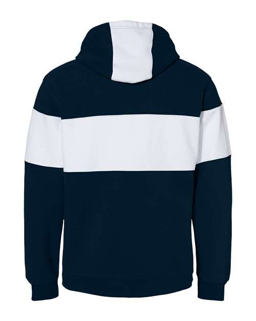 J. America Unisex Varsity Fleece Colorblocked Hooded Sweatshirt 9115 Mens Apparel Sweatshirts & Fleece
