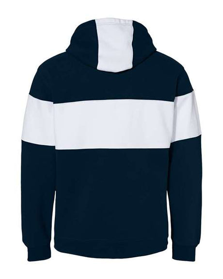J. America Unisex Varsity Fleece Colorblocked Hooded Sweatshirt 9115 Mens Apparel Sweatshirts & Fleece