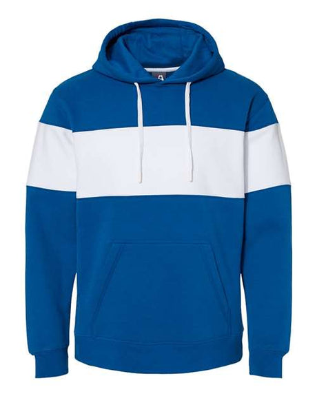 J. America Unisex Varsity Fleece Colorblocked Hooded Sweatshirt 9115 Mens Apparel Sweatshirts & Fleece