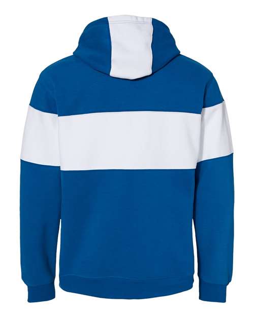 J. America Unisex Varsity Fleece Colorblocked Hooded Sweatshirt 9115 Mens Apparel Sweatshirts & Fleece