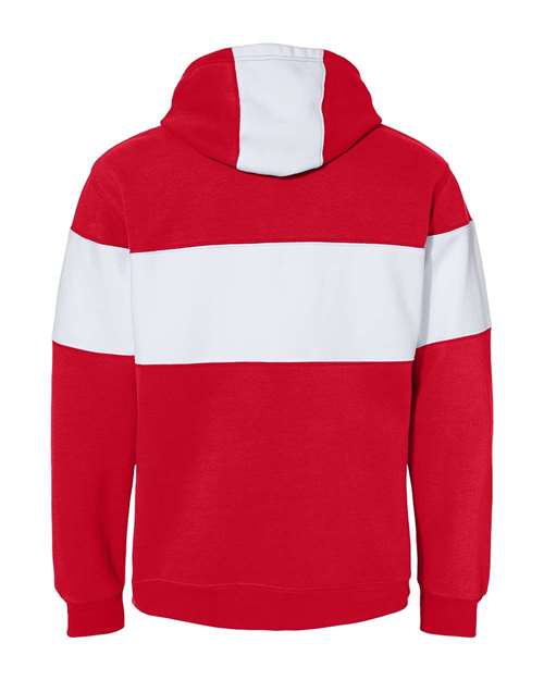 J. America Unisex Varsity Fleece Colorblocked Hooded Sweatshirt 9115 Mens Apparel Sweatshirts & Fleece