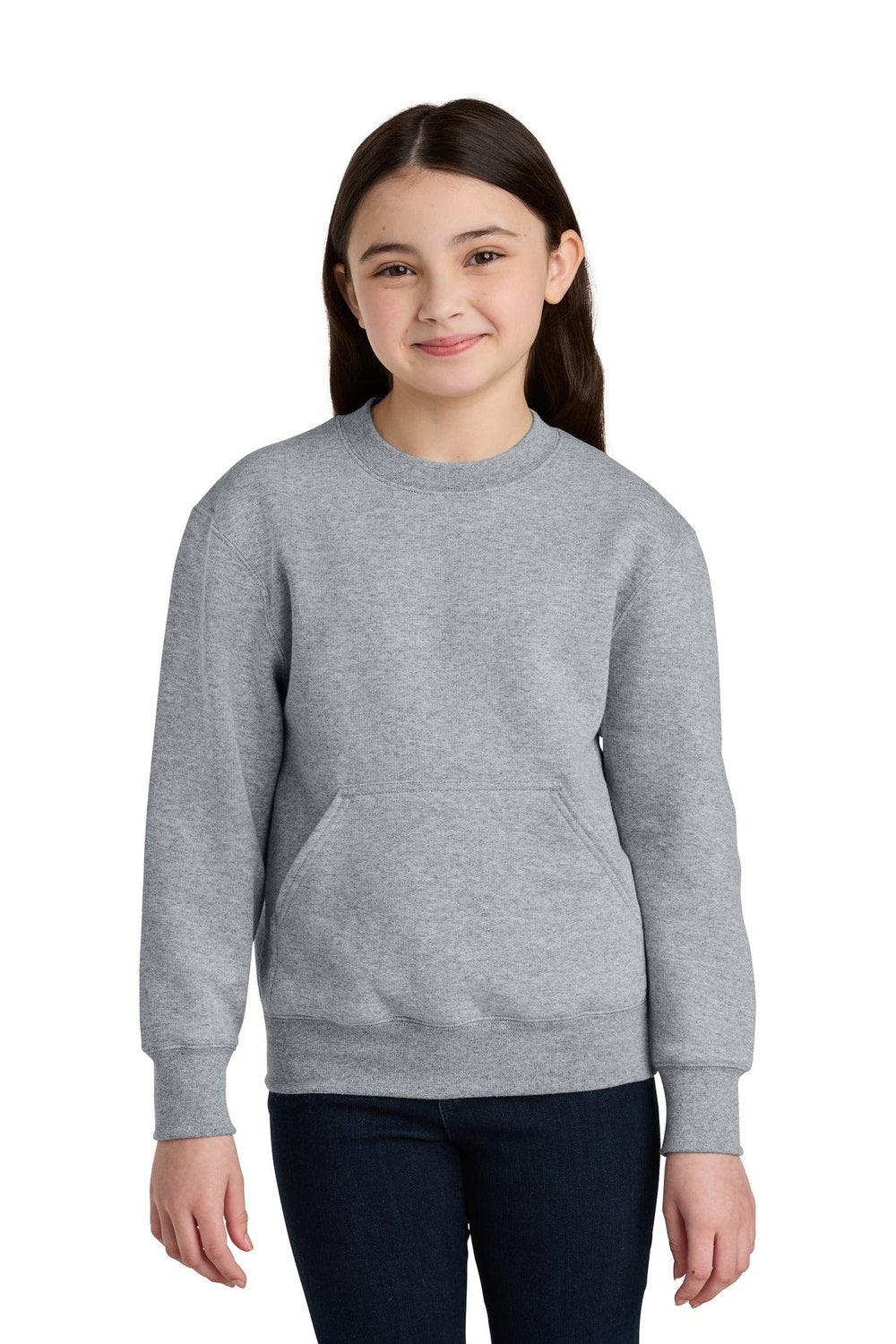Port & Co Youth Core Fleece Crewneck Sweatshirt with Pocket PC78YPKT Youth Apparel Hoodies & Sweatshirts