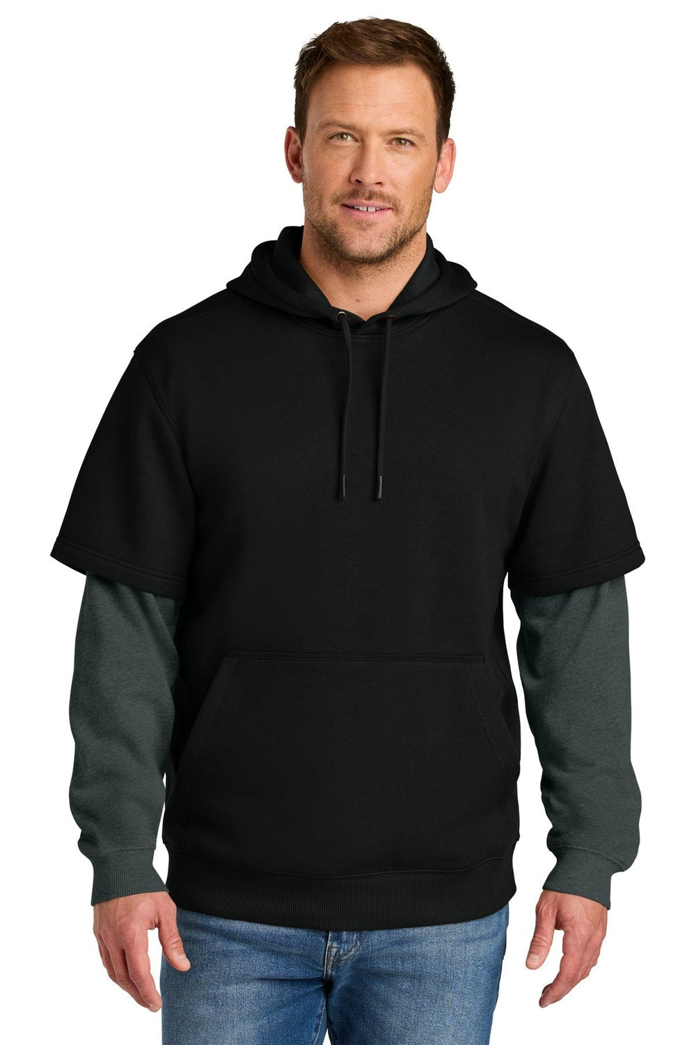 CornerStone Men's 2-in-1 Tough Fleece Layered Sleeve Hoodie CSF632