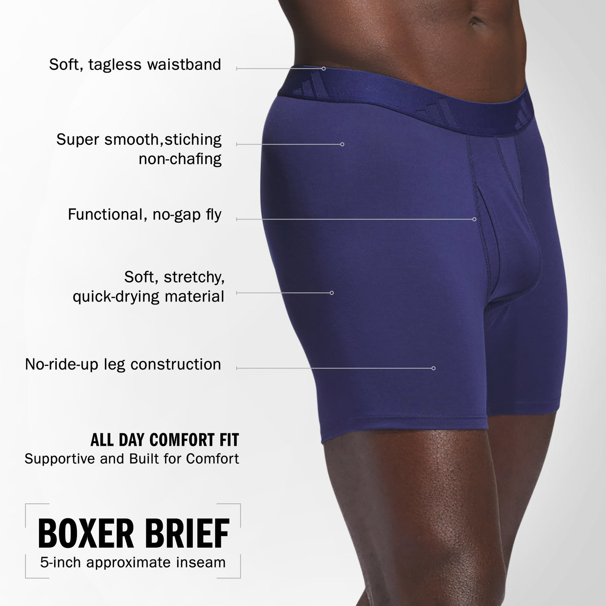 adidas Men's Luxe Comfort 3-Pack Boxer Brief Mens Apparel Underwear