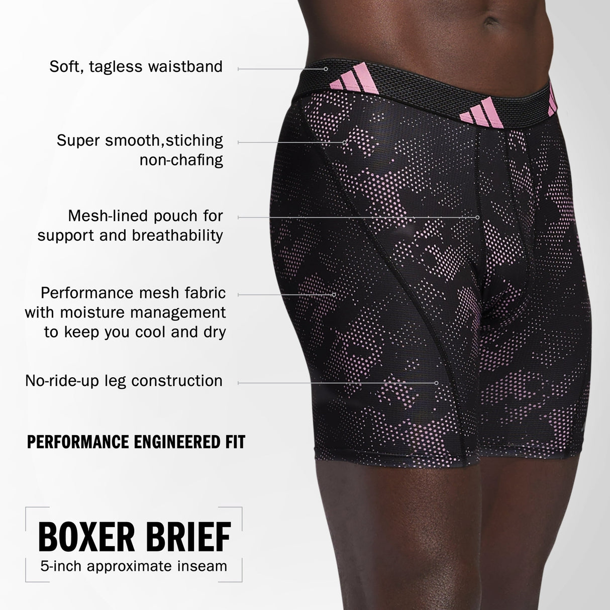 adidas Men's Performance Mesh Graphic 3-Pack Boxer Brief Mens Apparel Underwear