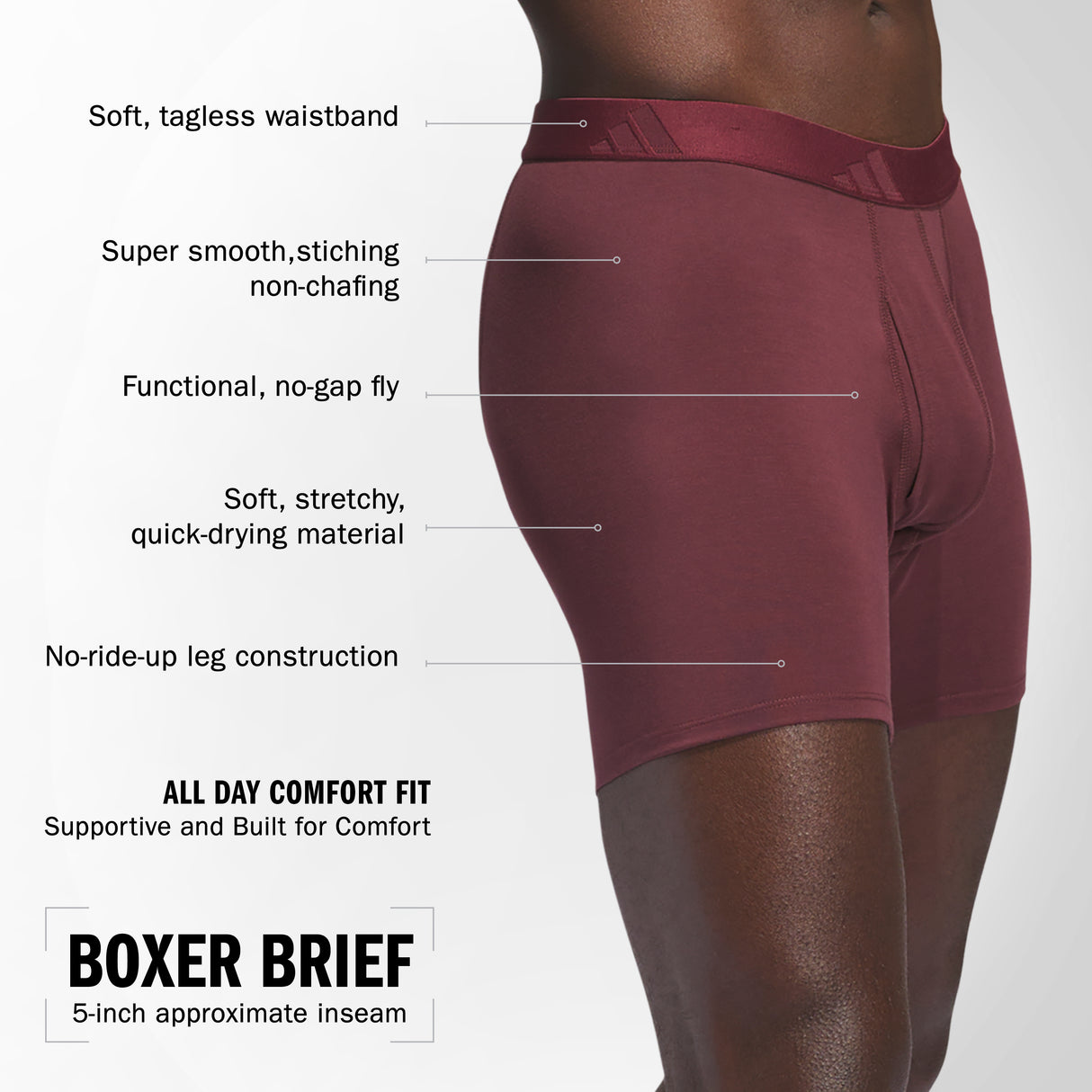 adidas Men's Luxe Comfort 3-Pack Boxer Brief Mens Apparel Underwear