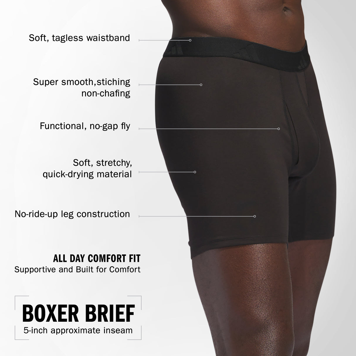 adidas Men's Luxe Comfort 3-Pack Boxer Brief Mens Apparel Underwear