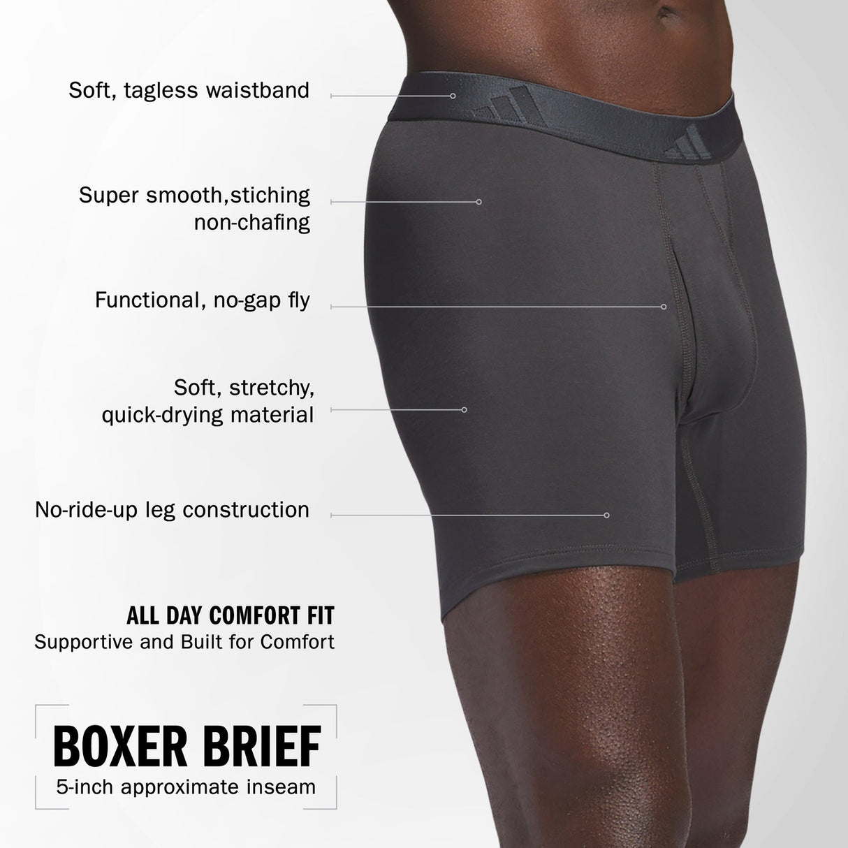 adidas Men's Luxe Comfort 3-Pack Boxer Brief Mens Apparel Underwear