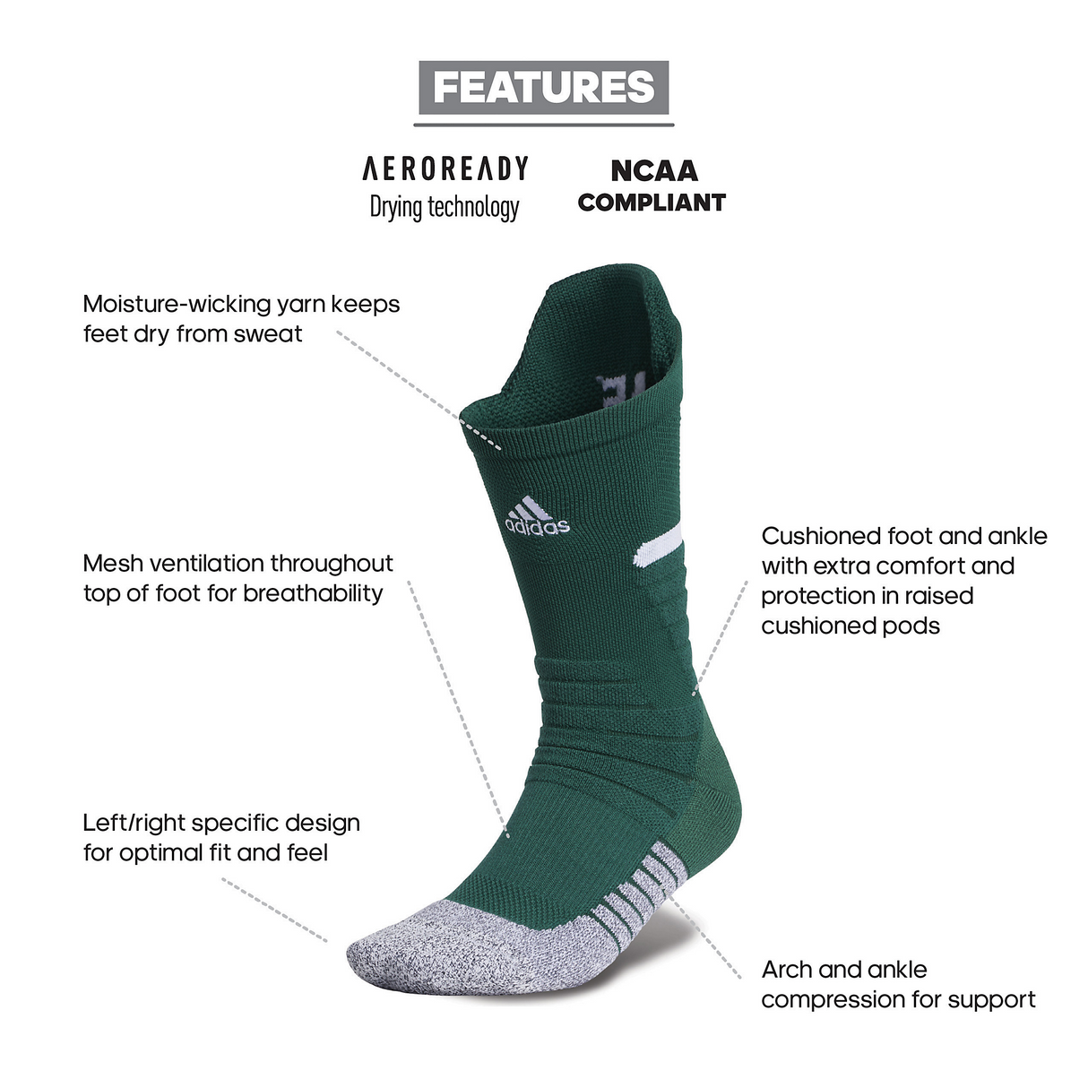 adidas Men's adizero Football Cushioned Crew Socks-2