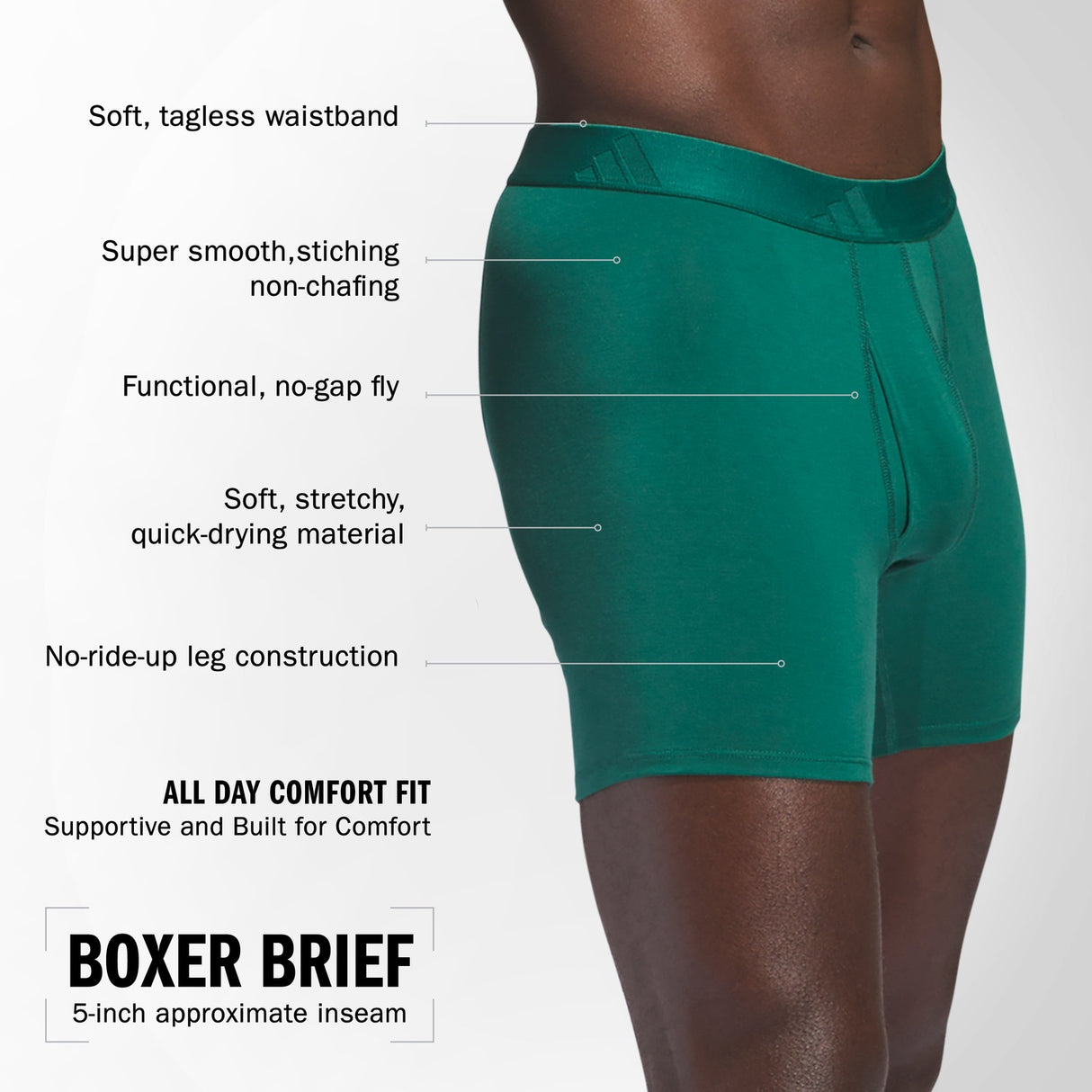 adidas Men's Luxe Comfort 3-Pack Boxer Brief Mens Apparel Underwear